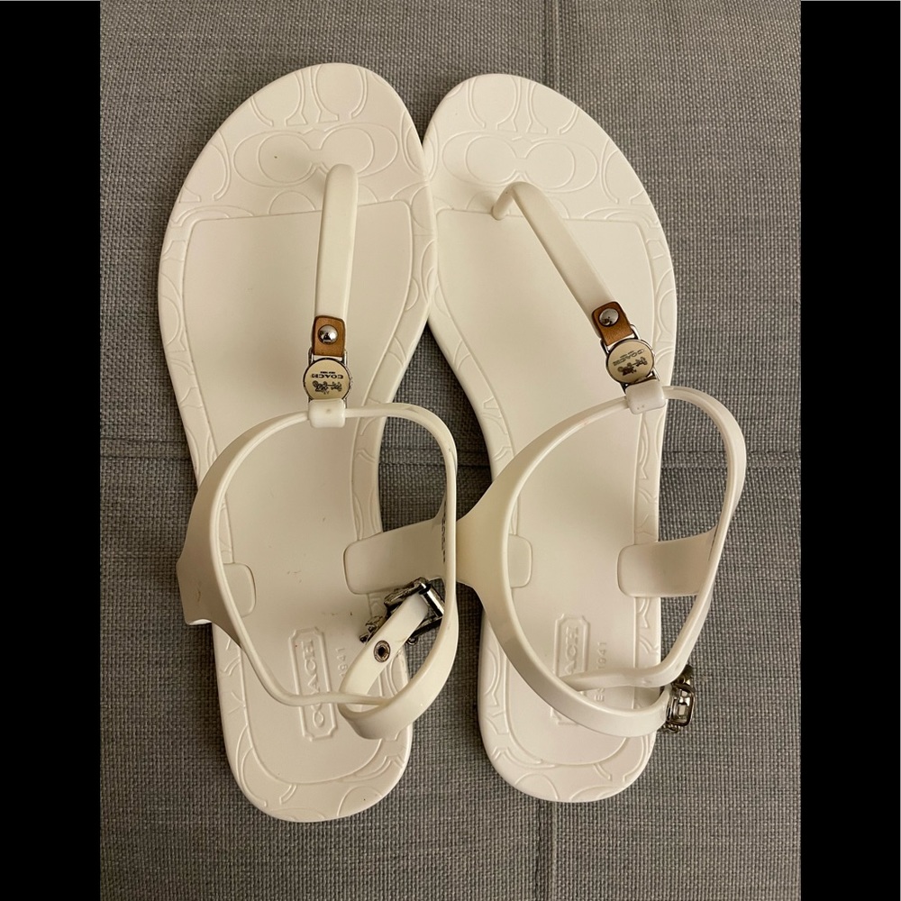 Coach white sandals with buckled straps